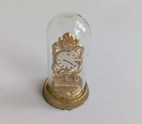 Vintage Shackman Doll House Clock - Glass Dome - VG Cond