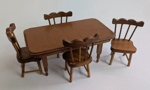 Vintage Dollhouse Dining Set - Table & 4 Chairs image indicator(3)