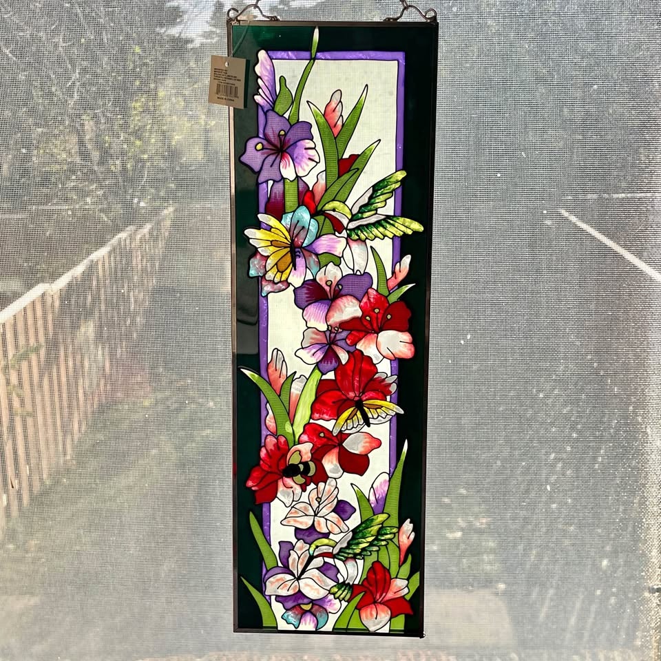 Floral Hanging Panel Faux Stained Glass