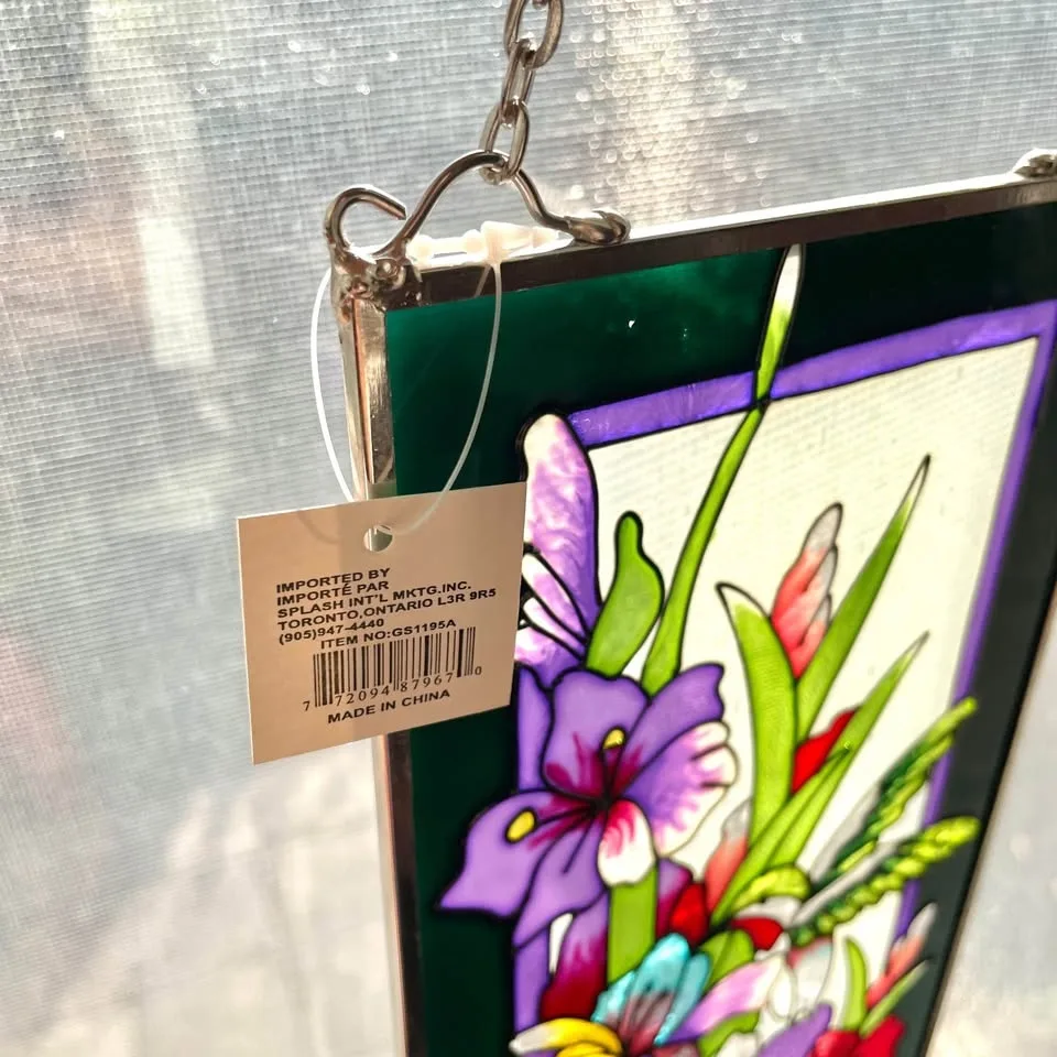 Floral Hanging Panel Faux Stained Glass image indicator(2)