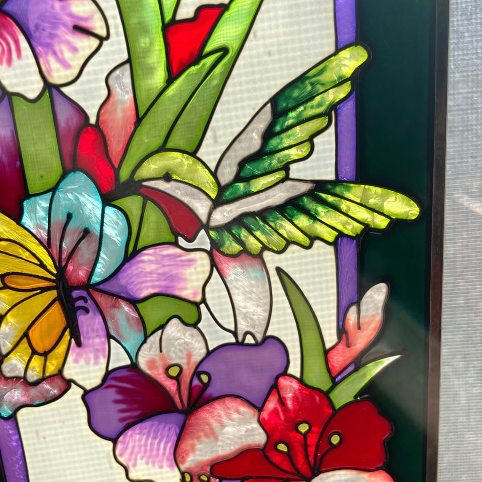 Floral Hanging Panel Faux Stained Glass - photo 3