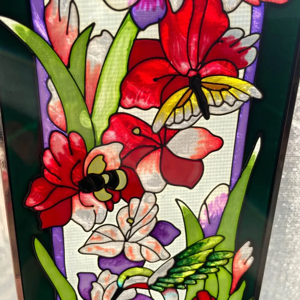 Floral Hanging Panel Faux Stained Glass image indicator(4)