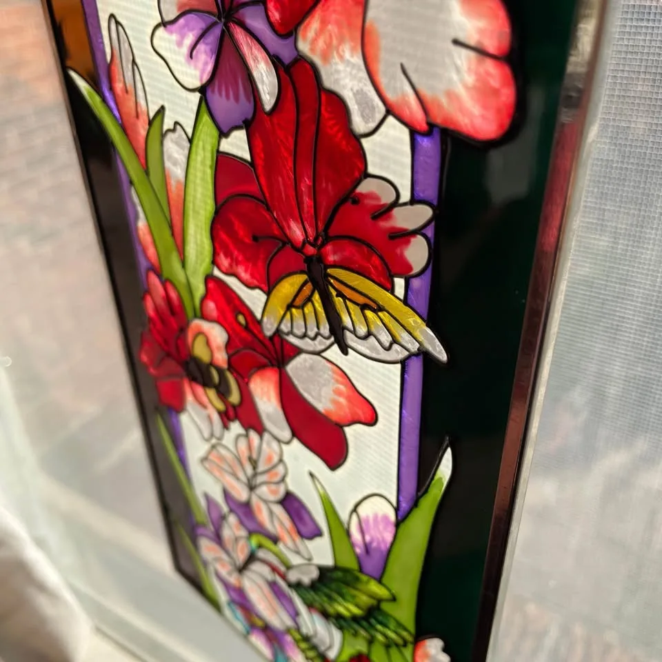 Floral Hanging Panel Faux Stained Glass image indicator(5)