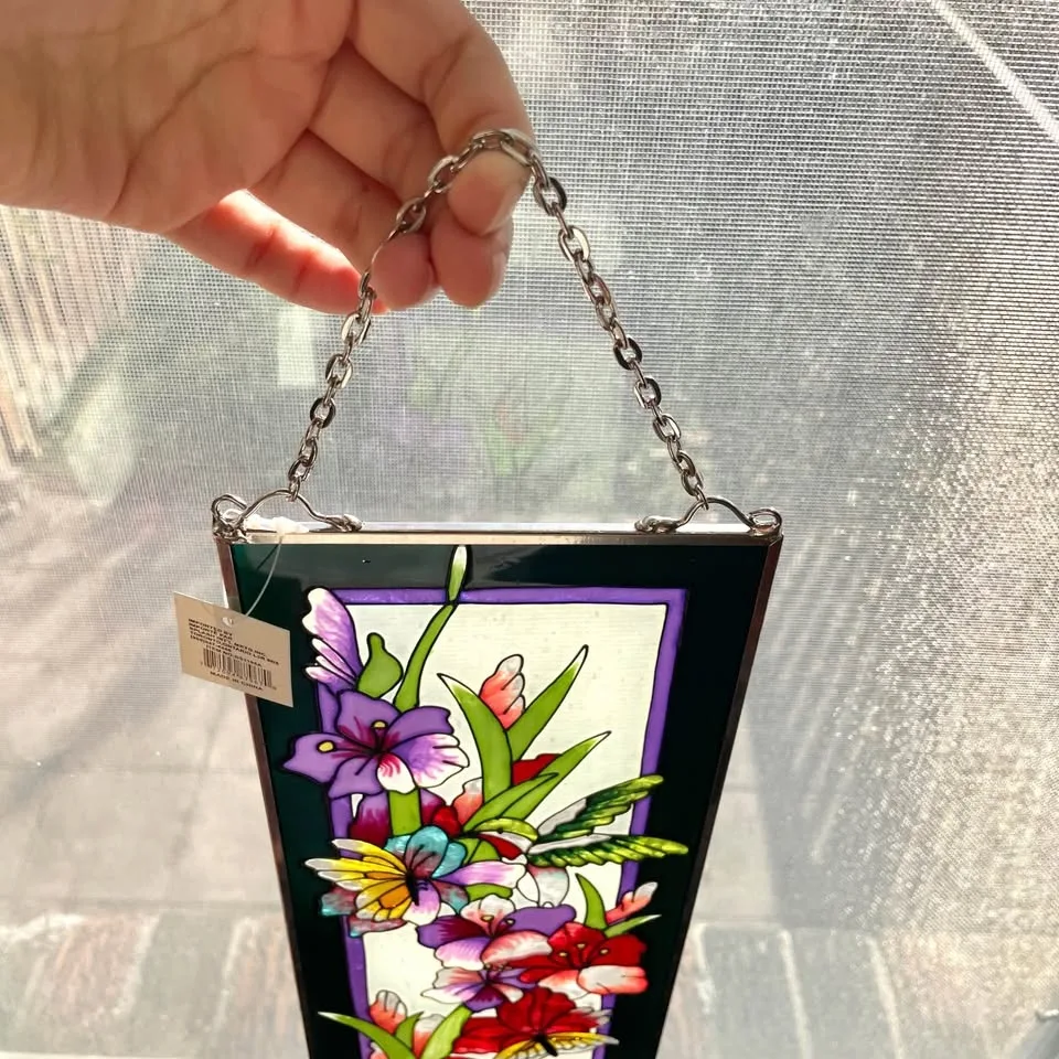 Floral Hanging Panel Faux Stained Glass image indicator(6)