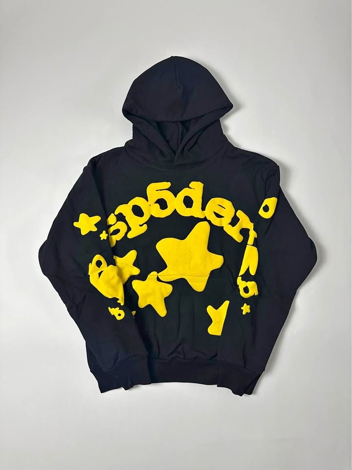 *AUTHENTIC* Sp5der Beluga Hoodie Onyx/Yellow USED