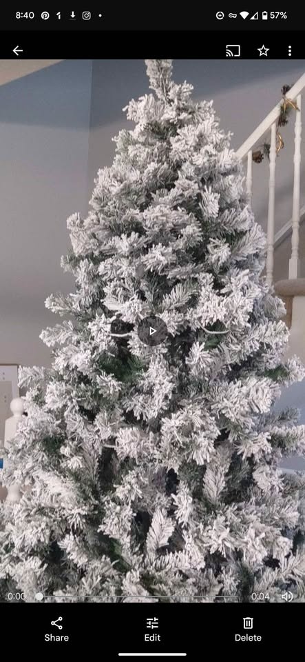 8ft flocked pre-lit Christmas tree and decorations - photo 4