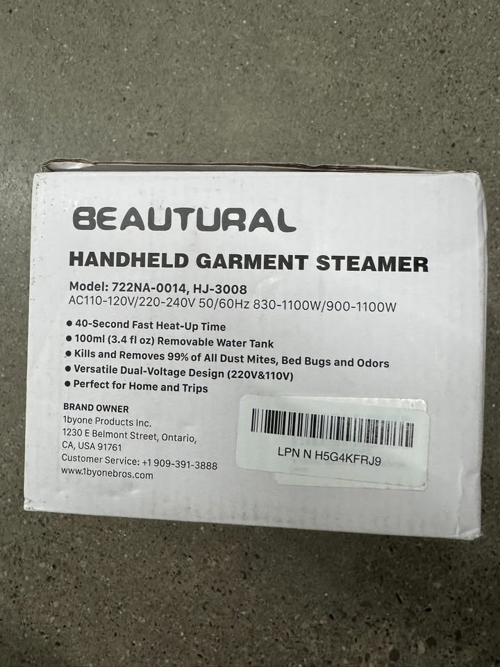 Beautural Handheld Garment Steamer – Brand New - photo 3