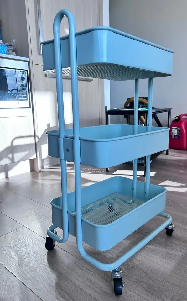2 carts - Pink + Blue 3-Tier Rolling Carts – Great Condition! image indicator(4)