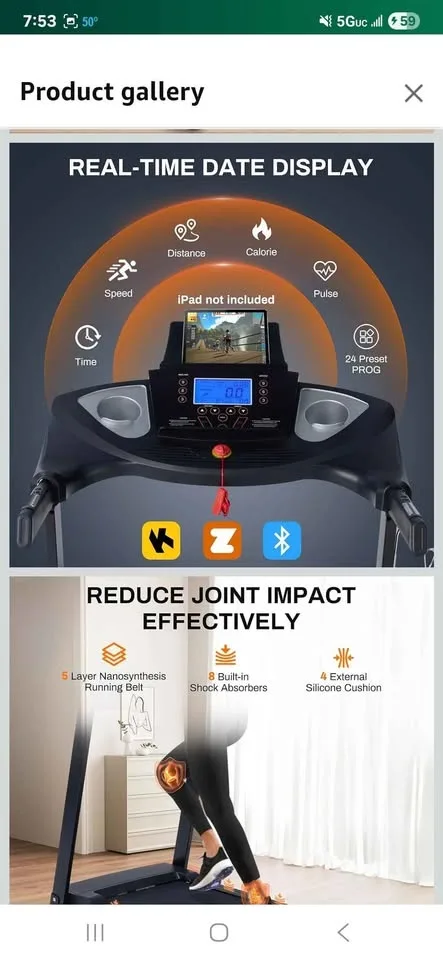 ECHANFIT Treadmill Foldable 15% Auto Incline image indicator(5)