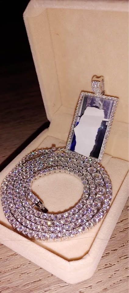 Lab Diamond Tennis Chain & Pendant free diamond test