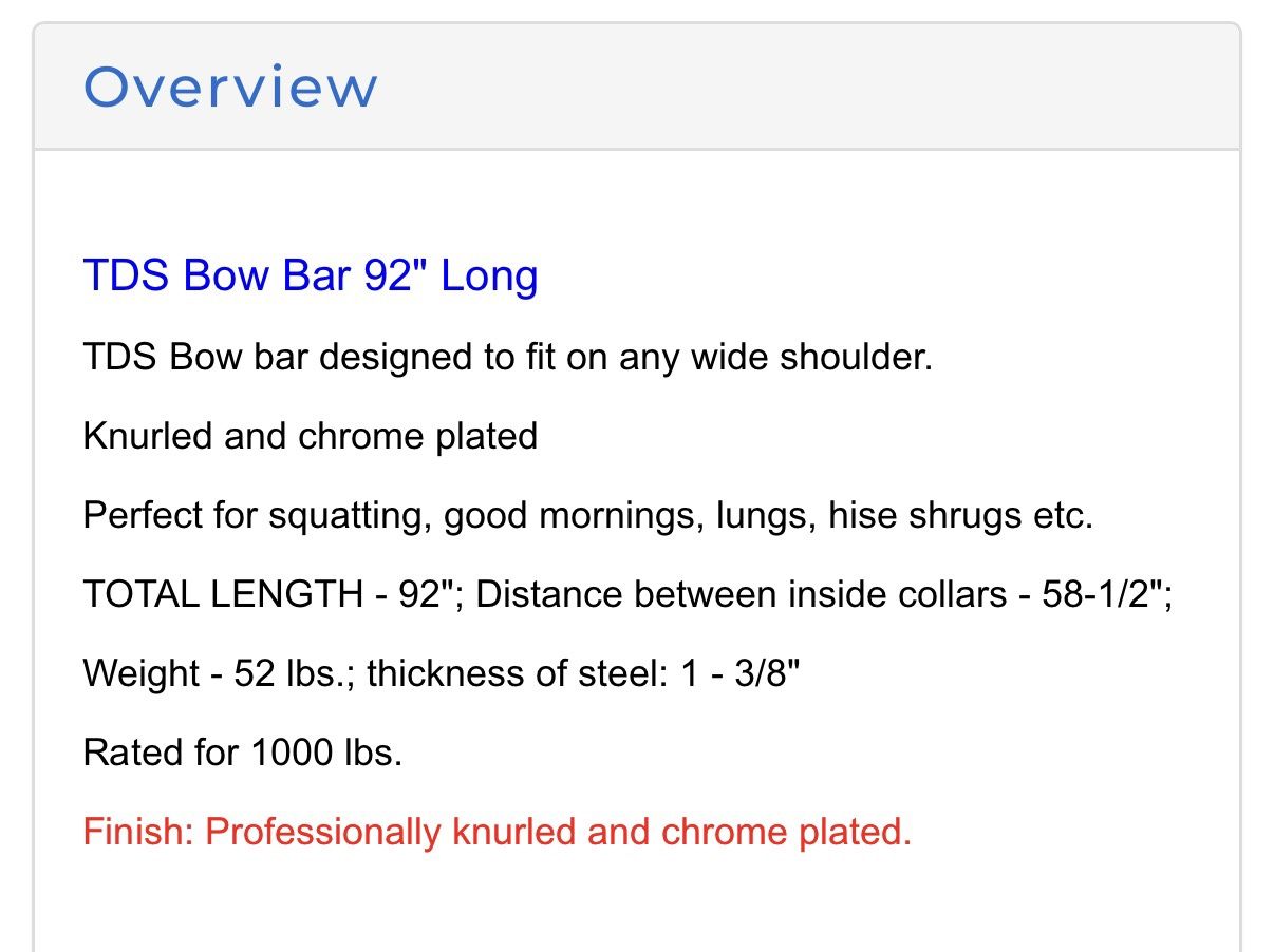 TDS Westside Barbell Buffalo Cambered Bow Olympic Barbell - photo 3