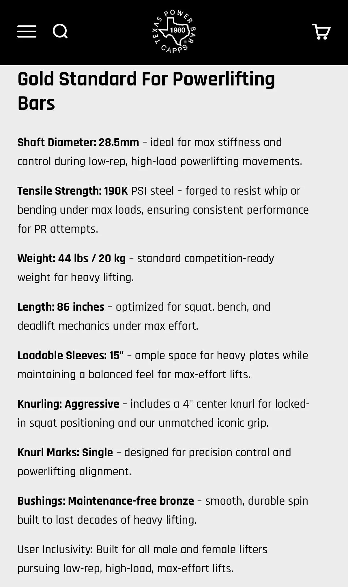 Texas Power Bar Olympic Barbell image indicator(6)