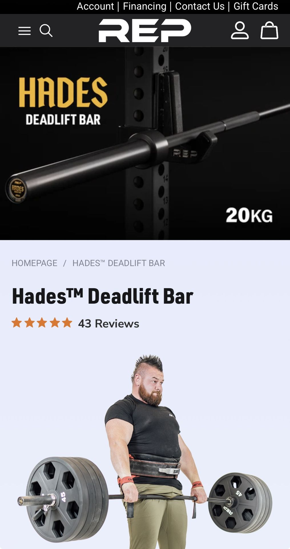Rep Fitness Hades Deadlift Olympic Barbell - photo 3