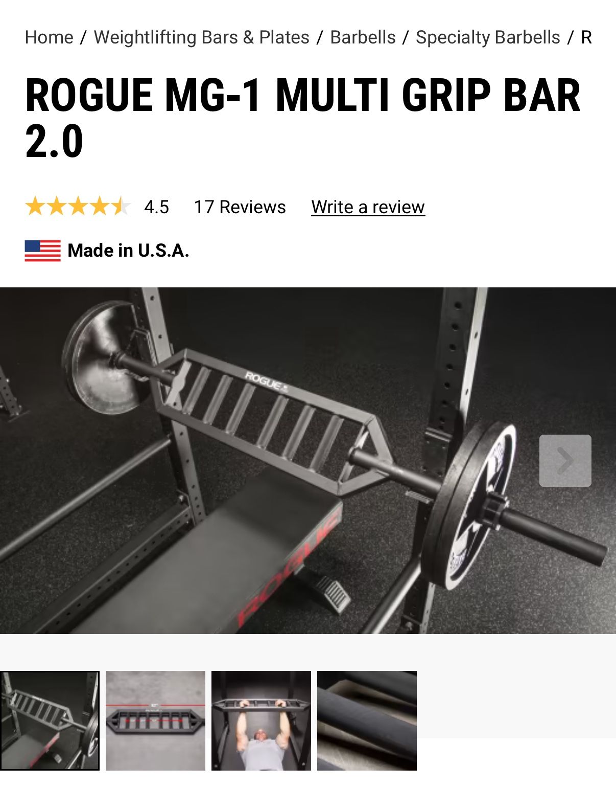 Rogue Fitness MG-1 Multi Grip Olympic Barbell - photo 2