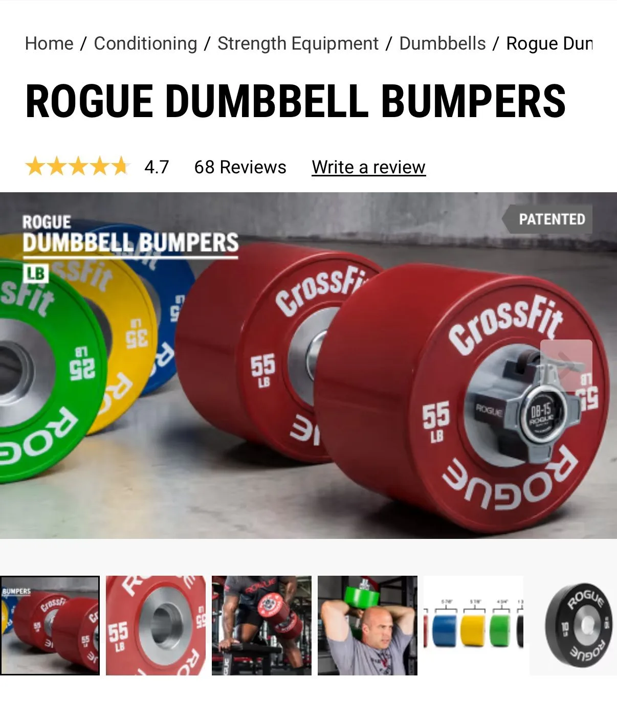 Rogue Fitness dumbbell bumpers, handles, collars image indicator(2)