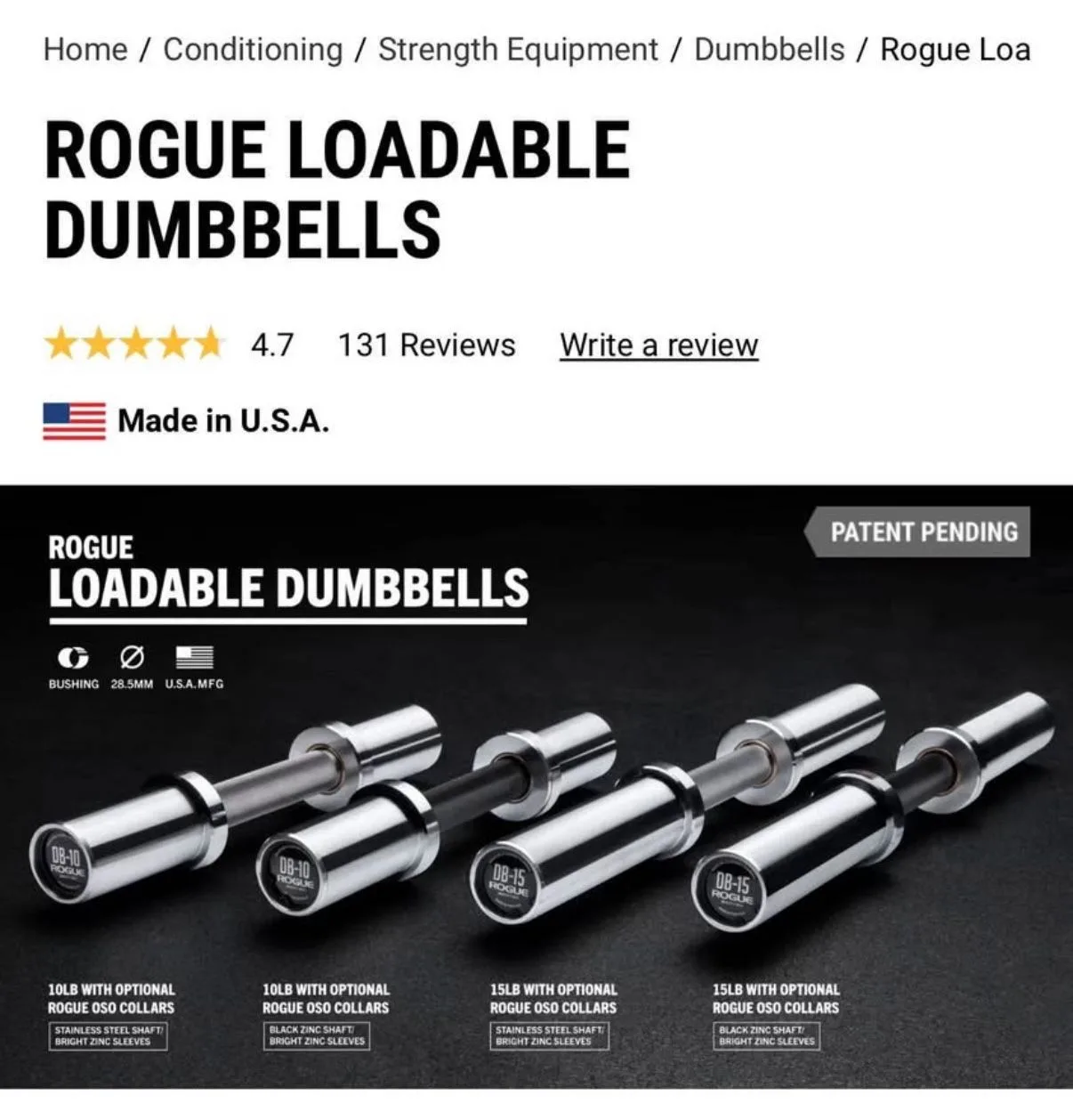 Rogue Fitness dumbbell bumpers, handles, collars image indicator(4)