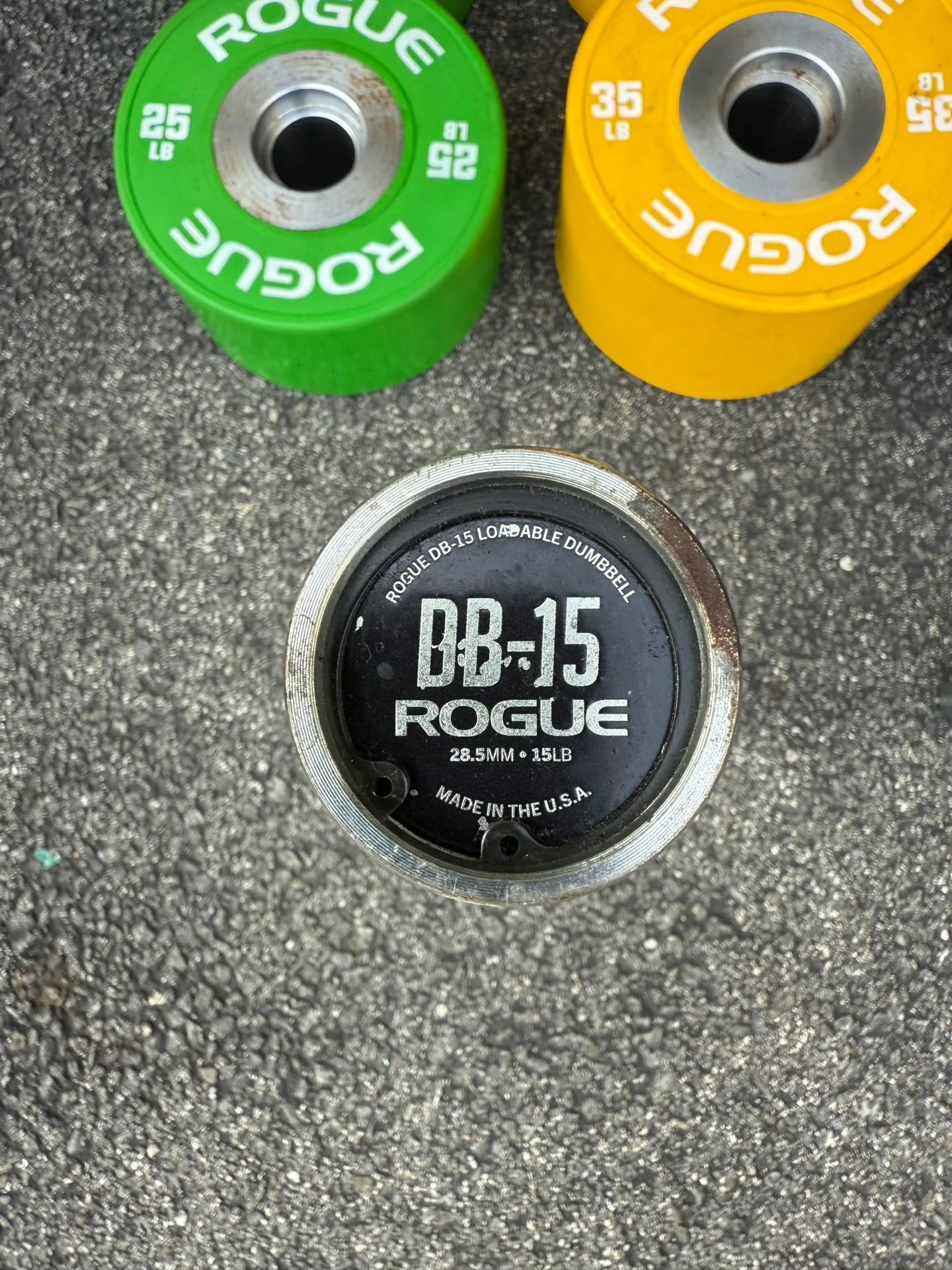 Rogue Fitness dumbbell bumpers, handles, collars image indicator(6)