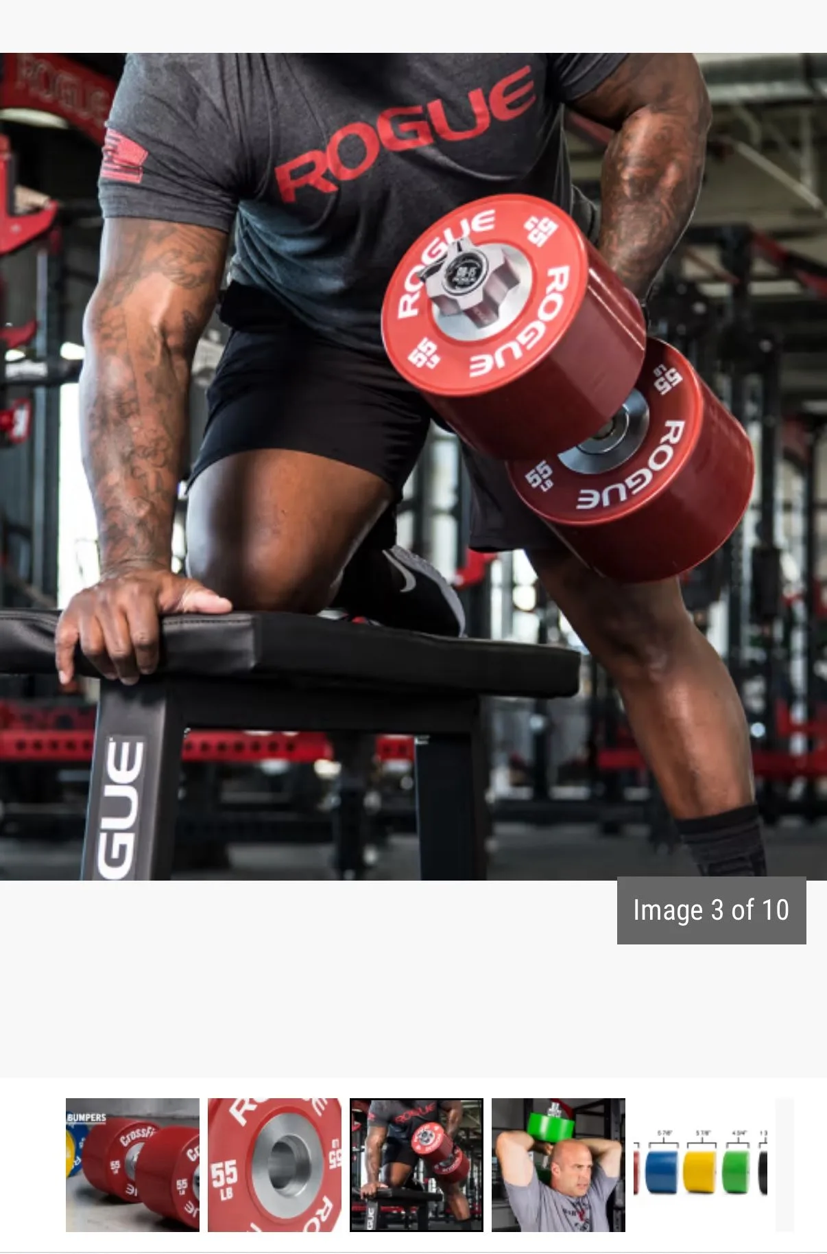 Rogue Fitness dumbbell bumpers, handles, collars image indicator(10)