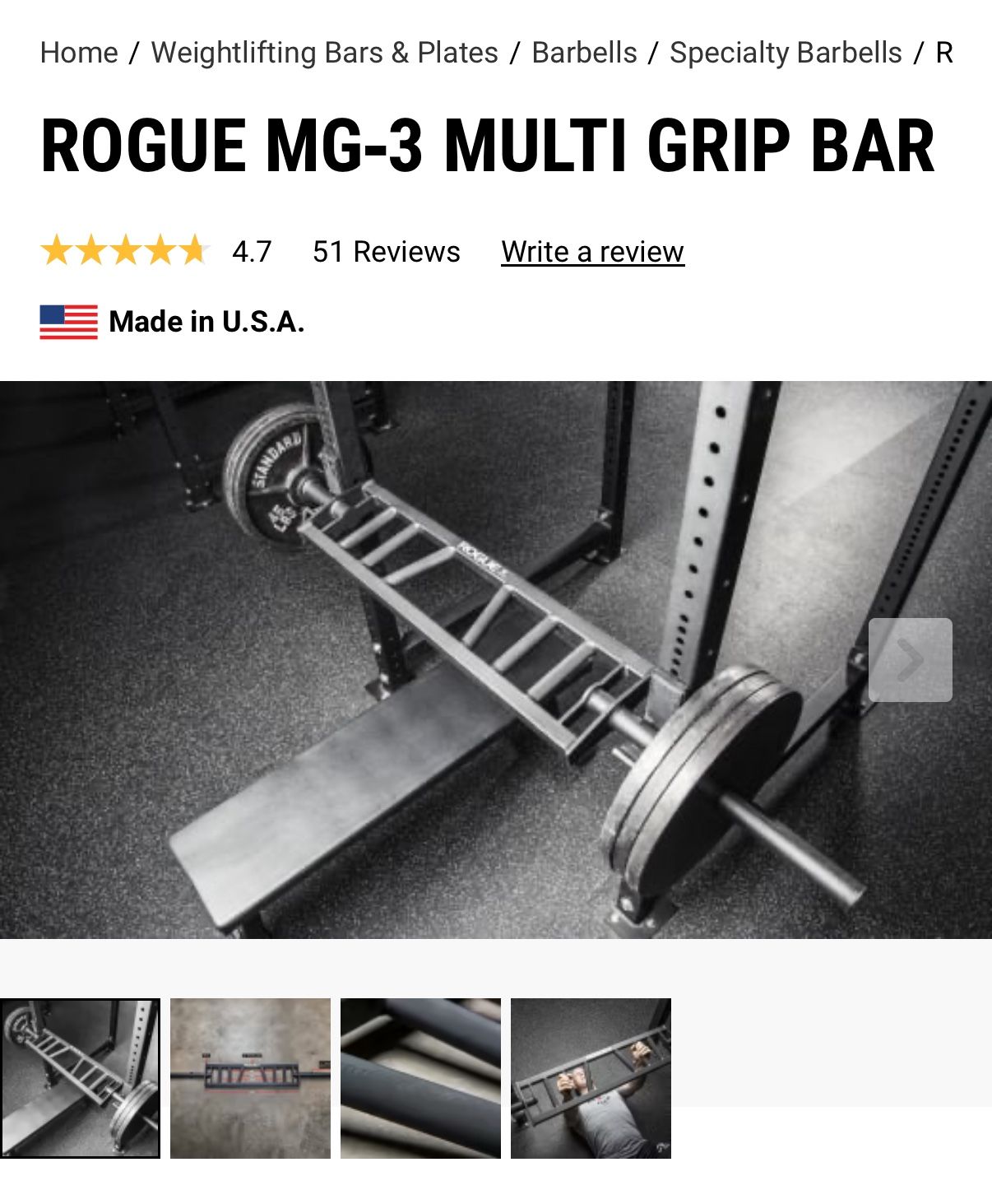 Rogue Fitness MG-3 Multi Grip Olympic Barbell - photo 2