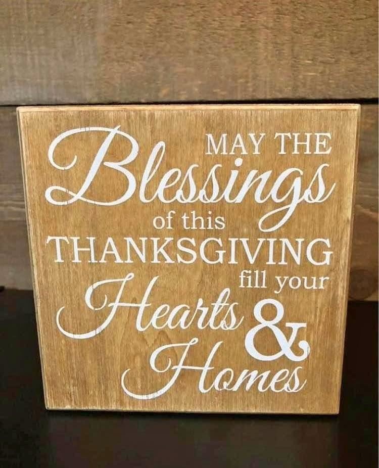 Thanksgiving Blessings Wooden Sign - 6" x 6"