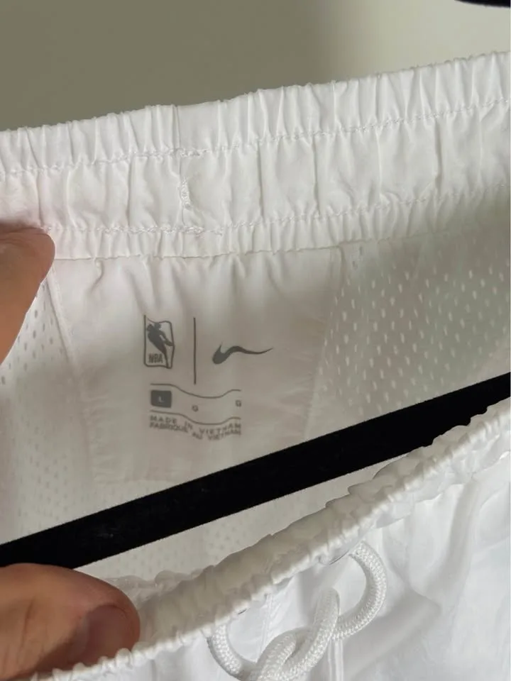 White Nike NBA Pants with Gold Accents L image indicator(3)