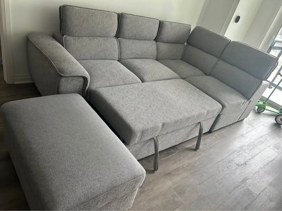 Sofa Cum Bed with folding Headrest and Ottoman image indicator(3)