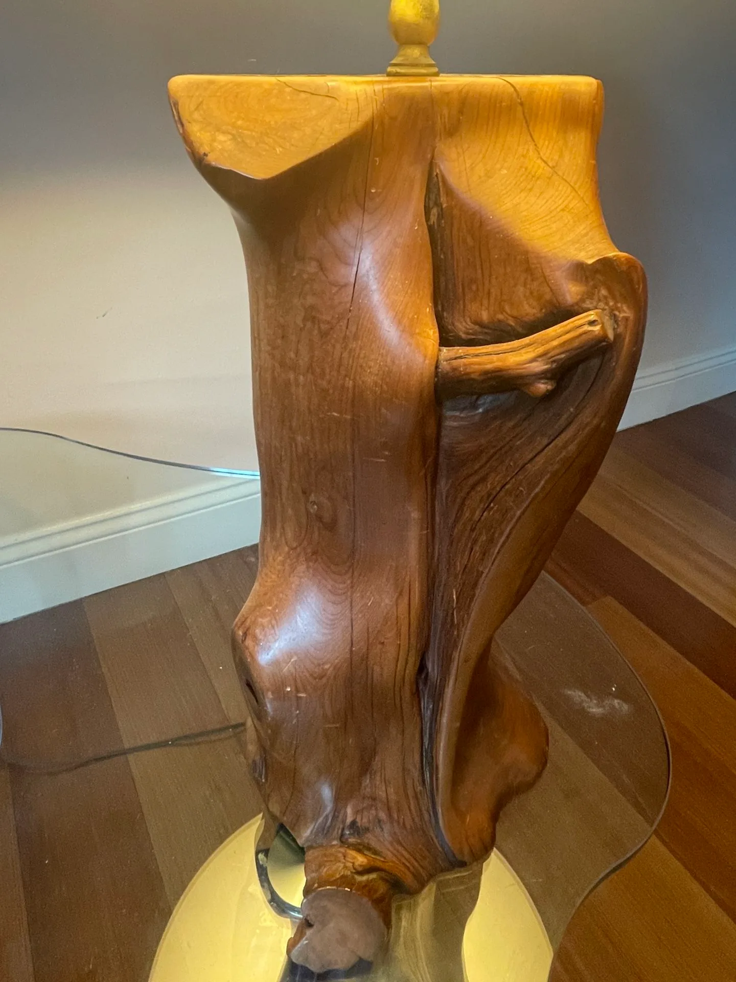 Hand-Carved Solid Wood Lamp w/ Original GE Hardware image indicator(2)