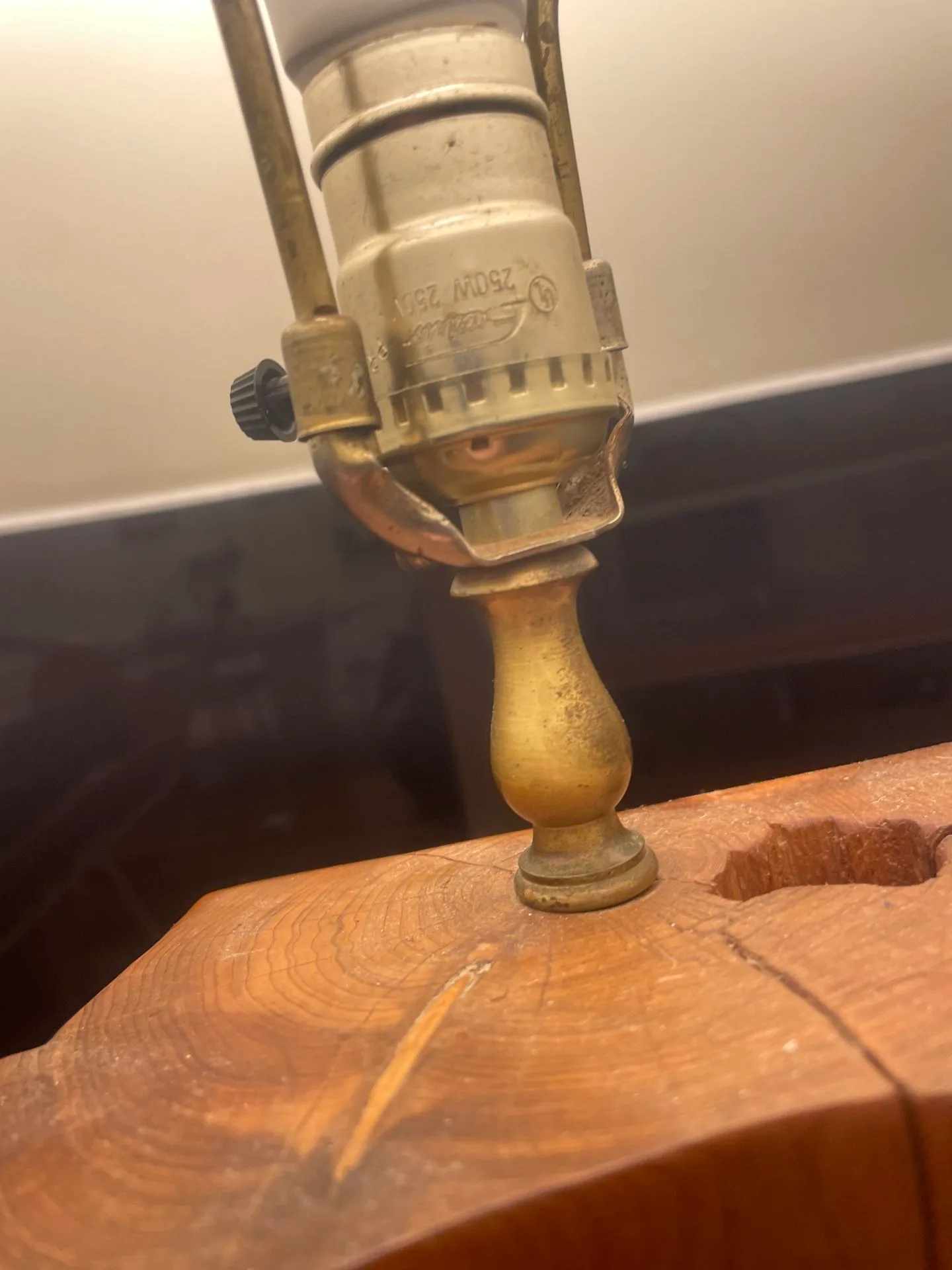 Hand-Carved Solid Wood Lamp w/ Original GE Hardware image indicator(5)