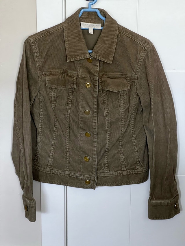 Corduroy Button Front Flap Pockets Jacket