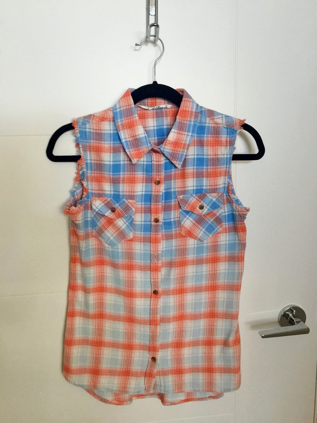 PLAID SHIRT SLEEVELESS WOMEN SIZE S