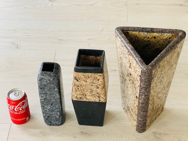 UNIQUE GRANITE VASES SET OF 3