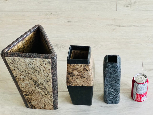 UNIQUE GRANITE VASES SET OF 3 - photo 2