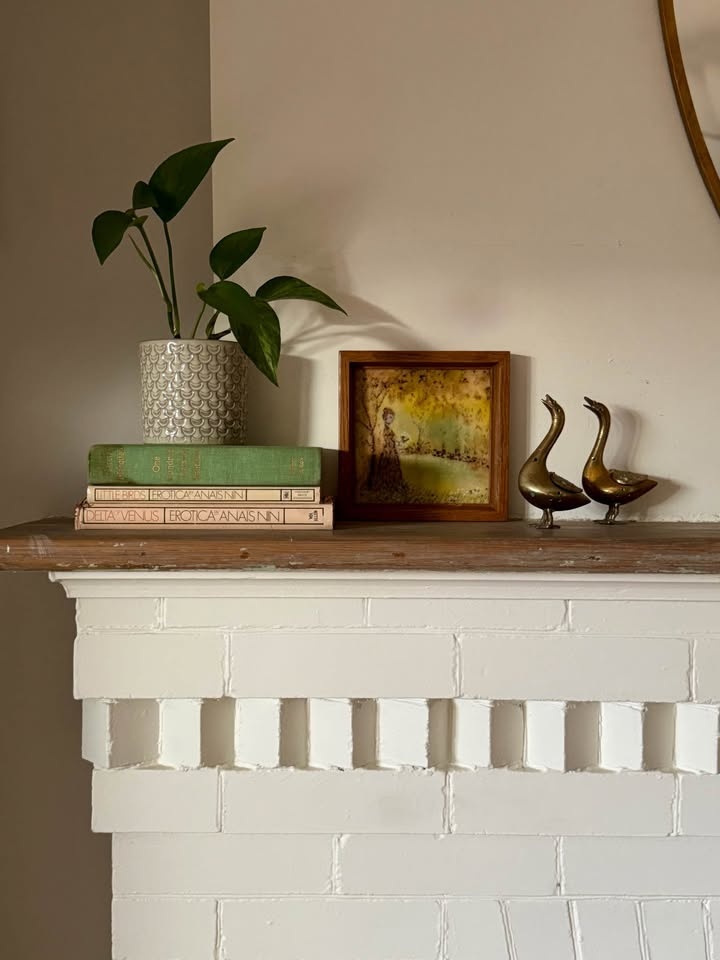 Hand-Painted Enamel Art – Vintage Framed Artwork (7” x 7”) - photo 2