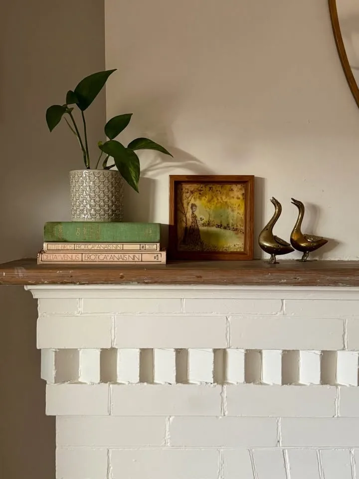 Hand-Painted Enamel Art – Vintage Framed Artwork (7” x 7”) image indicator(2)