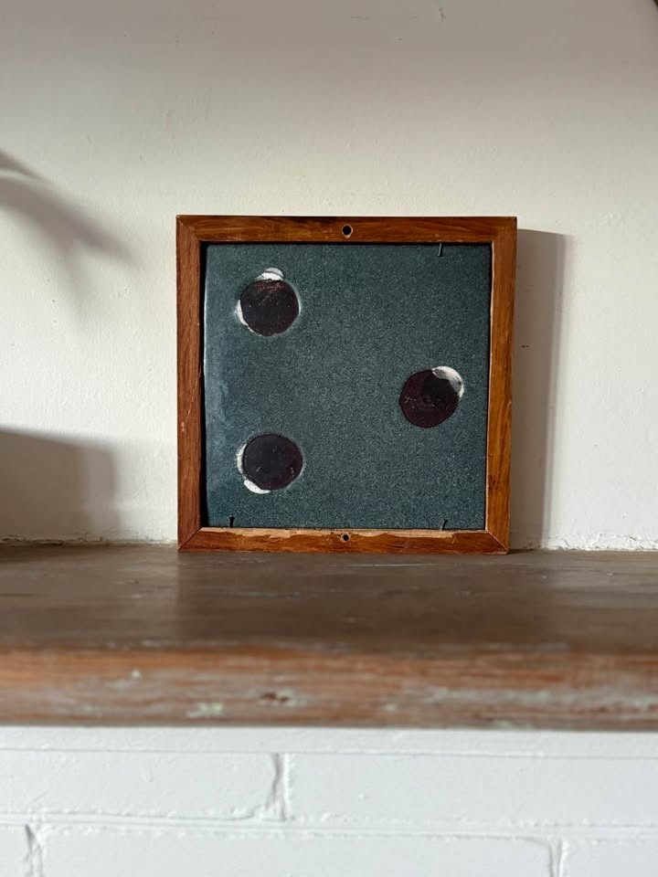 Hand-Painted Enamel Art – Vintage Framed Artwork (7” x 7”) - photo 5