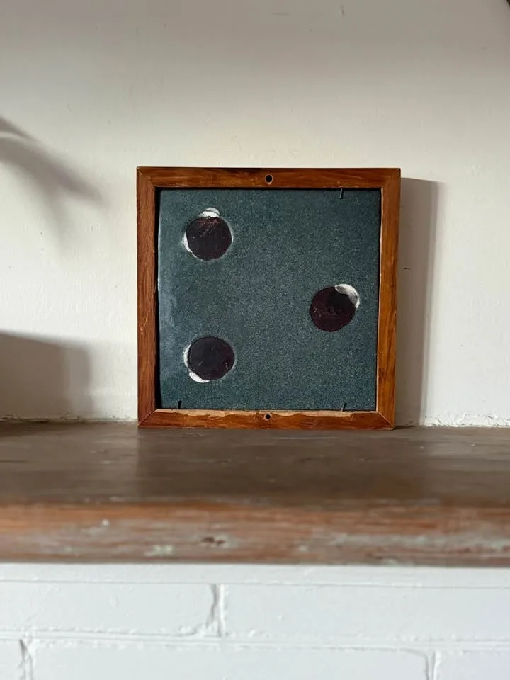 Hand-Painted Enamel Art – Vintage Framed Artwork (7” x 7”) image indicator(5)