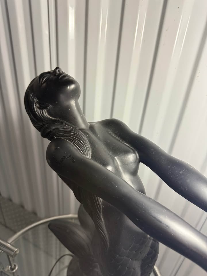Vintage Lamp Art Deco Mermaid Light Black Sculptural Figure - photo 3