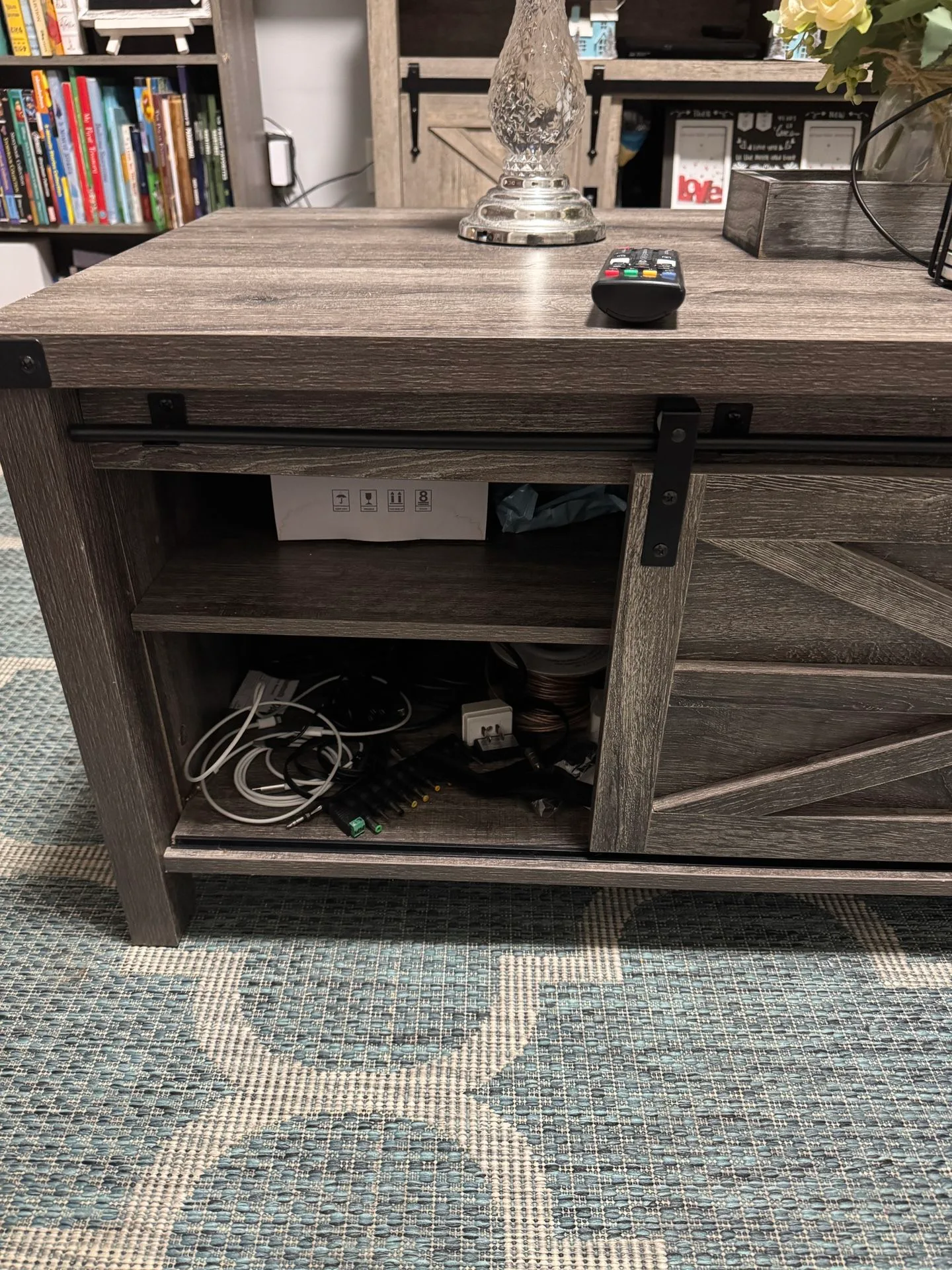 Farmhouse Coffee Table W/ Sliding Barn Doors image indicator(2)