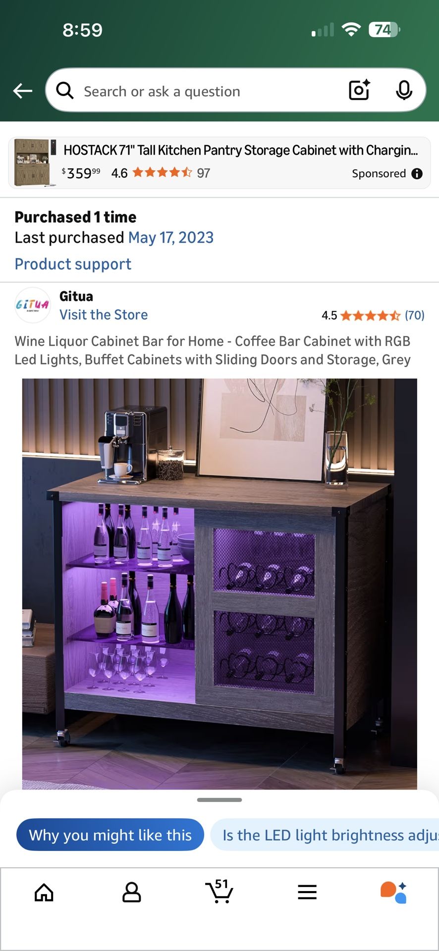 Wine Liquor Cabinet Bar for Home - Coffee Bar Cabinet Grey - photo 2