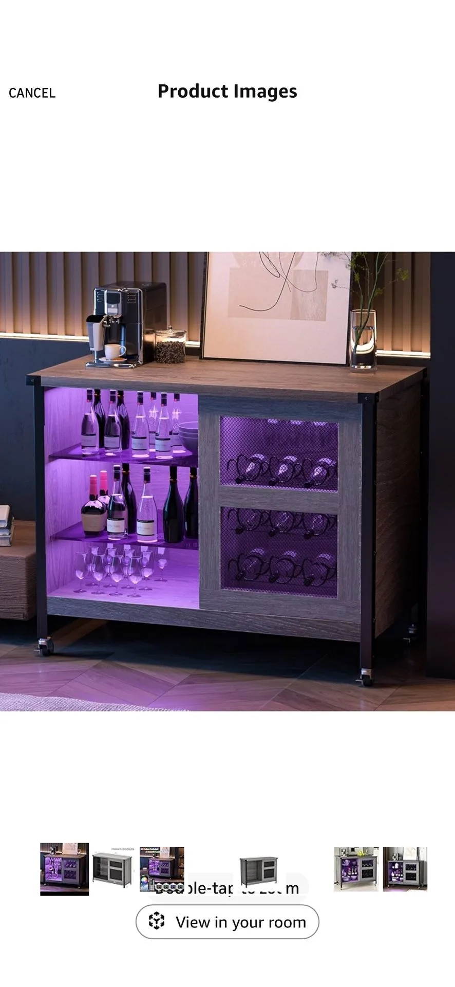 Wine Liquor Cabinet Bar for Home - Coffee Bar Cabinet Grey image indicator(3)