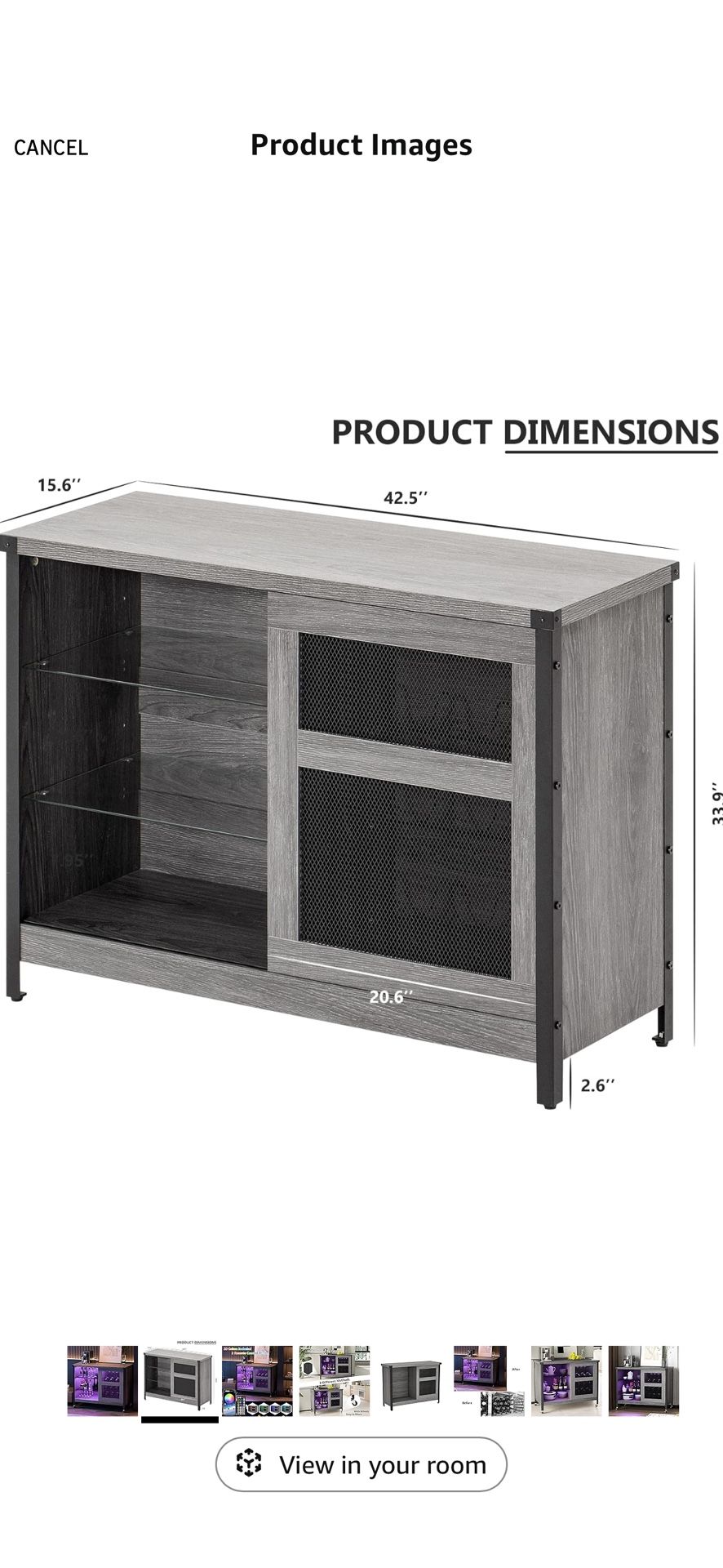 Wine Liquor Cabinet Bar for Home - Coffee Bar Cabinet Grey - photo 4