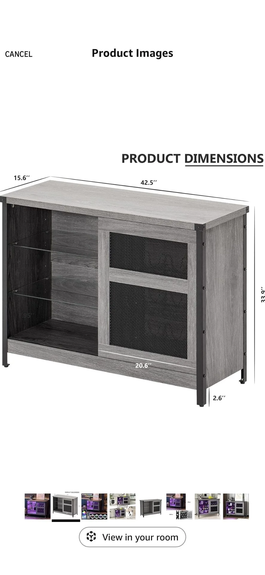 Wine Liquor Cabinet Bar for Home - Coffee Bar Cabinet Grey image indicator(4)