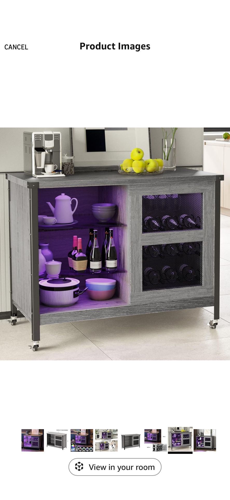 Wine Liquor Cabinet Bar for Home - Coffee Bar Cabinet Grey - photo 5
