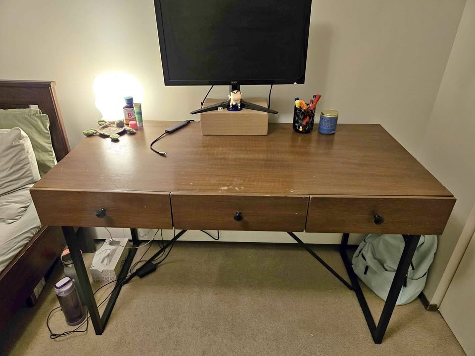 Walnut desk with drawers