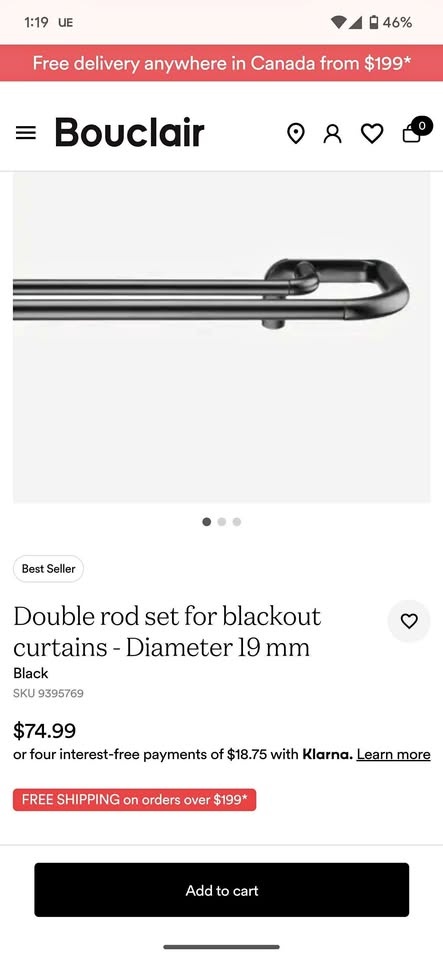 Blackout curtain rod set