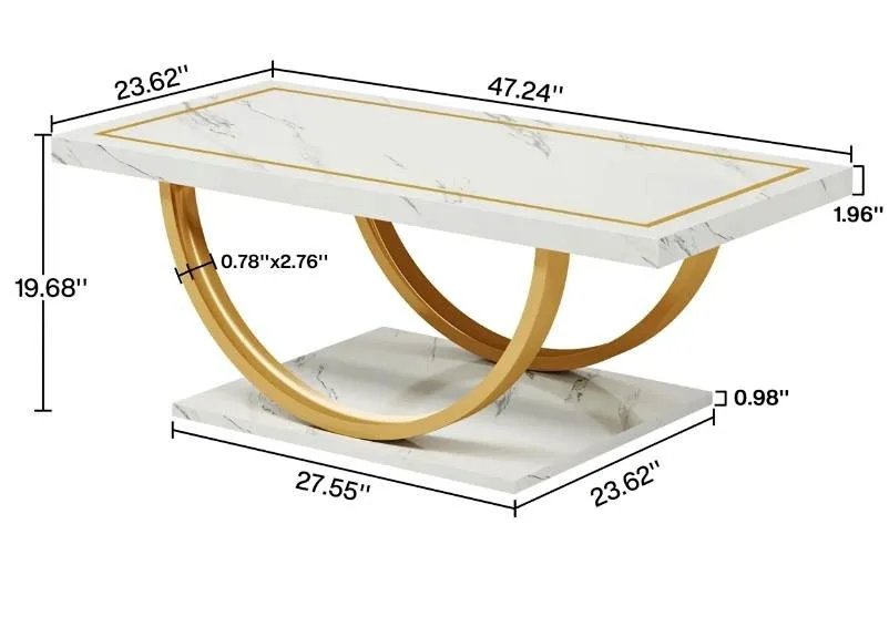 Modern White & Gold Coffee Table