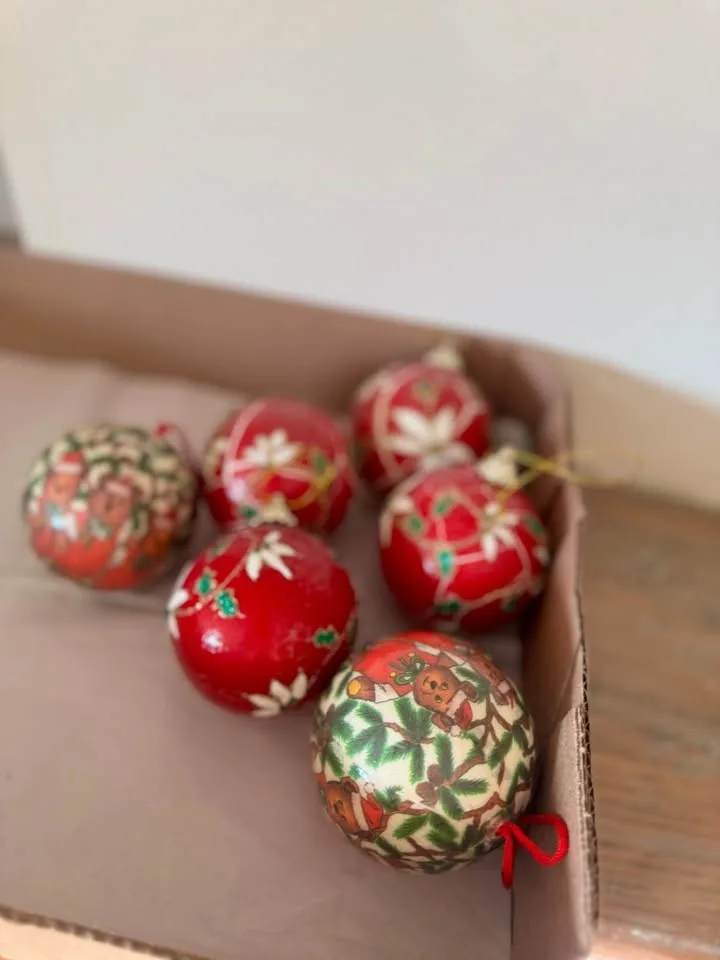 Vintage Christmas Ornament Set - Bears & Glitter (Lot of 6) image indicator(4)