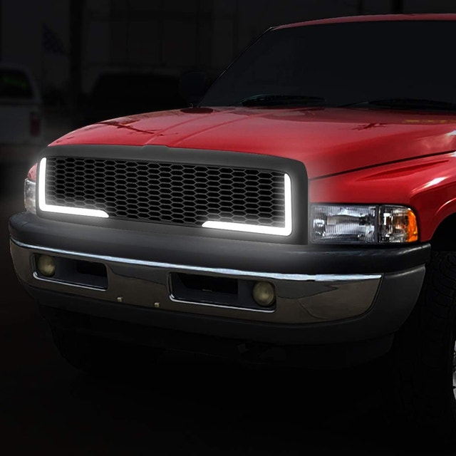 DNA MOTORING GRF-LB-005-MBK-1 LED DRL Matte Honeycomb Mesh Grill