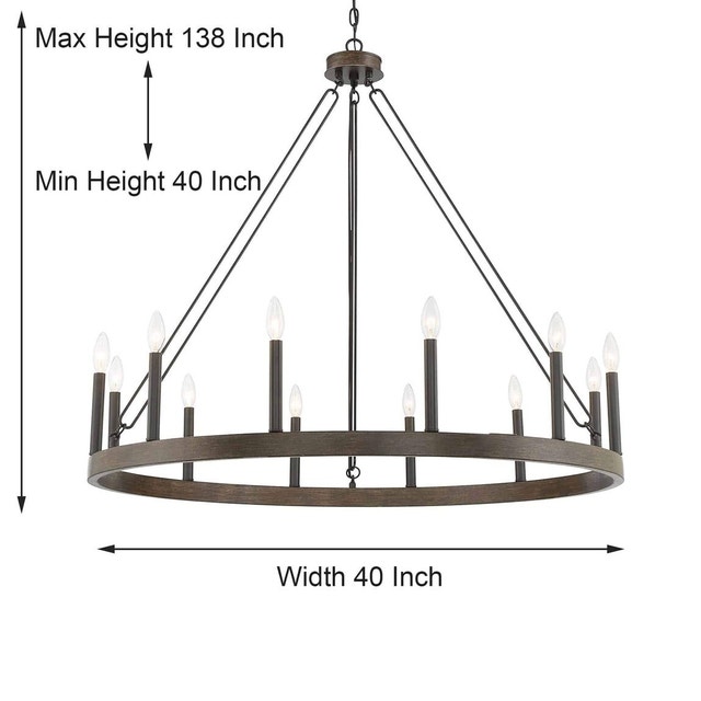 Acroma 12 Light Dimmable Wagon Wheel Chandelier - photo 3