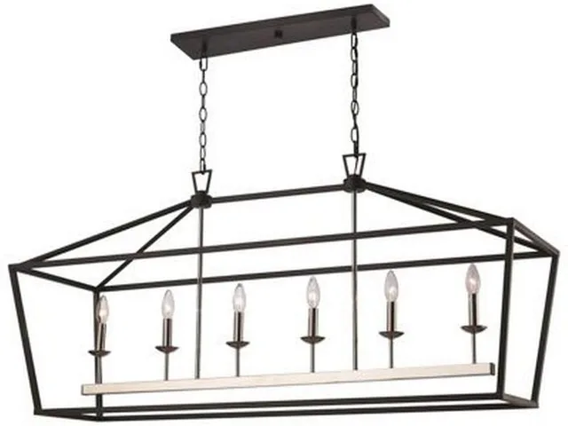 Trans Globe Lacey 49" Six Light Pendant - Black